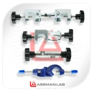 انواع گیره ی نوا دوبل یا بسته پایه آزمایشگاهی جهت اتصال به پایه و میله و نگهداری ظروف