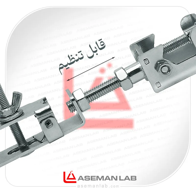 گیره سه انگشتی ارلن و بالن چنگکی قابل تنظیم گیره قابل تنظیم سه انگشتی جهت نگهداری بورت، ارلن، بالن،ستون تقطیر و کندانسور آزمایشگاهی